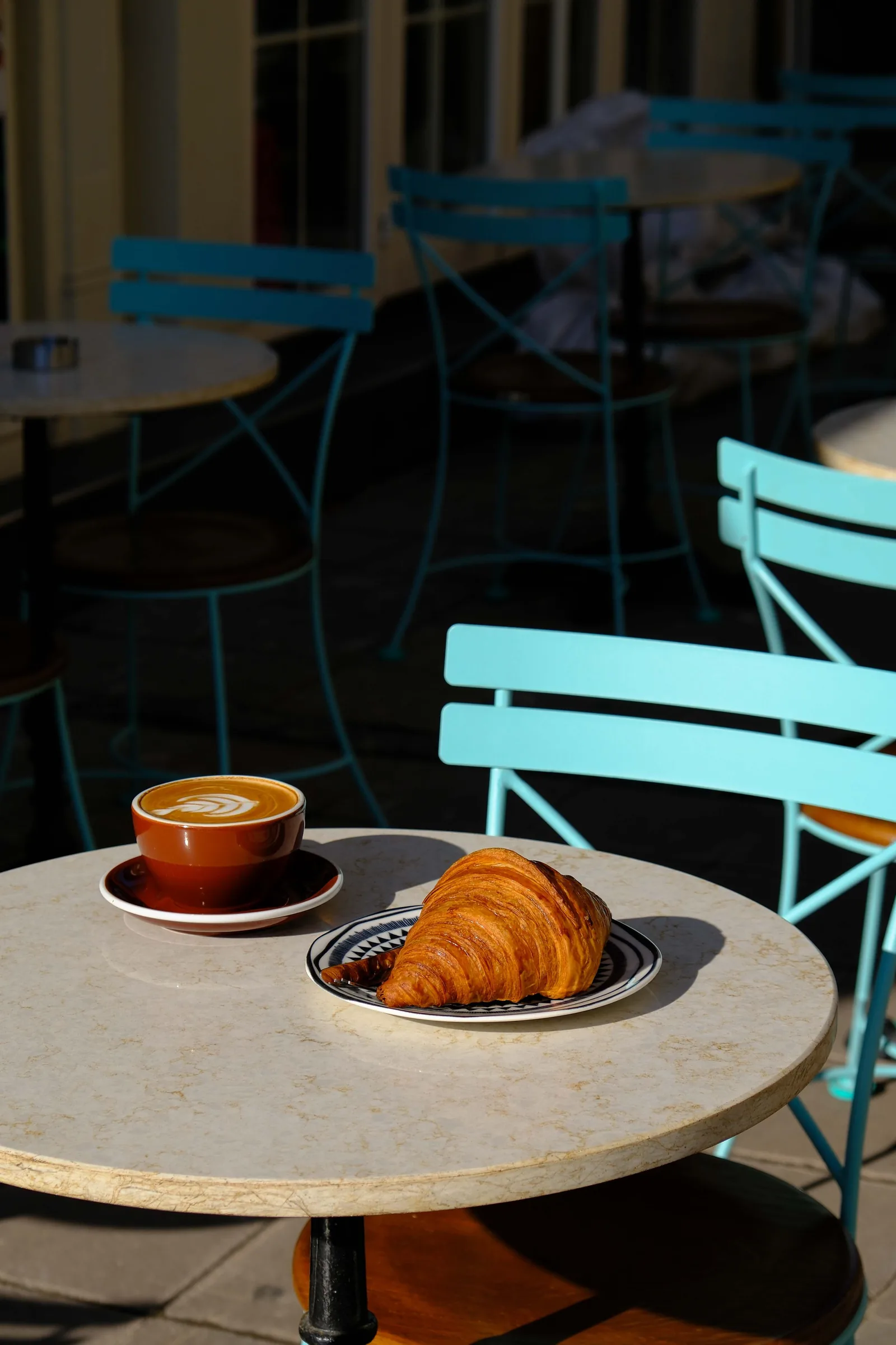 Coffee and pastry on a table